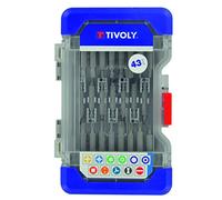 Tivoly - Coffret 43 Pièces Embouts de Vissage Longs - Empreintes pour la Plupart des Vis - Embouts Visseuse Long avec Coffret Ranger Box Antichoc, Couvercle Transparent et Sûreté Antivol