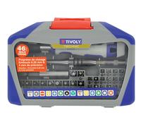 Tivoly ? Coffret 46 pcs embouts de vissage hexa 6,35 mm et 4 mm ? 1 Poignée de