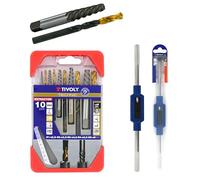 TIVOLY - Coffret 5 Forets HSS TiN + 5 Extracteurs Vis Cassées + Tourne-à-Gauche N°2 de M4 à M12, Outils de Dévissage et Taraudage, Acier HSS & Zamac, Pour Réparation et Entretien