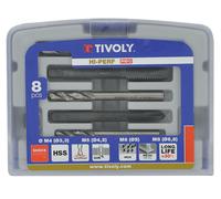 Tivoly • Coffret de 4 tarauds machines GUN DIN 352 HSS M4 à M10 + 4 forets