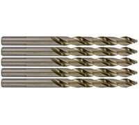 TIVOLY - Coffret de 5 Forets Métal Haute Performance HSS Ø5,5mm - Affûtage Smart Point - Perçage des Aciers les plus Courants- Perçages Nets et Agrandissement des Trous - Queue à 3 Méplats