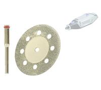 TIVOLY - Disque Diamant Ø38mm + Pilote - Tronçonnage, Entaillage et Découpe de la Faïence, du Carrelage et du Plâtre - Attache : Queue Cylindrique Ø3,2mm - Pour DREMEL/PROXXON