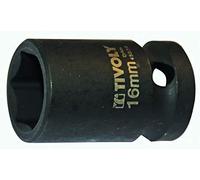 TIVOLY - Douille à Choc 1/2" Impact pour Vis 6 Pans (Hexagonale) - Acier CrMo Haute Résistance - Finition Phosphate Noir - Spécial Boulonneuse et hoc - Gamme ShockSeries - Taille Ø16mm/L38mm