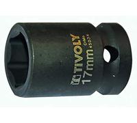 TIVOLY - Douille à Choc 1/2" Impact pour Vis 6 Pans (Hexagonale) - Acier CrMo Haute Résistance - Finition Phosphate Noir - Spécial Boulonneuse et Clé à Choc - Gamme ShockSeries - Taille Ø17mm/L38mm