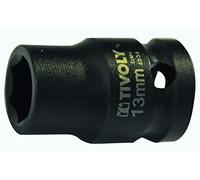 TIVOLY - Douille à Choc 1/2" Impact pour Vis 6 Pans (Hexagonale) - Acier CrMo Haute Résistance - Finition Phosphate Noir - Spécial Boulonneuse et hoc - Gamme ShockSeries - Taille Ø13mm/L38mm