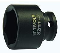 TIVOLY - Douille à Choc 1/2" Impact pour Vis 6 Pans (Hexagonale) - Acier CrMo Haute Résistance - Finition Phosphate Noir - Spécial Boulonneuse et hoc - Gamme ShockSeries - Taille Ø32mm/L44mm