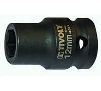 TIVOLY - Douille à Choc 1/2" Impact pour Vis 6 Pans (Hexagonale) - Acier CrMo Haute Résistance - Finition Phosphate Noir - Spécial Boulonneuse et hoc - Gamme ShockSeries - Taille Ø12mm/L38mm