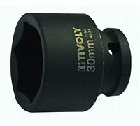 TIVOLY - Douille à Choc 1/2" Impact pour Vis 6 Pans (Hexagonale) - Acier CrMo Haute Résistance - Finition Phosphate Noir - Spécial Boulonneuse et hoc - Gamme ShockSeries - Taille Ø30mm/L42mm
