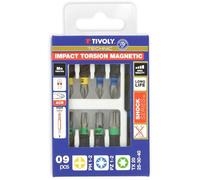 TIVOLY - Jeu de 9 Embouts de Vissage Impact Torsion ACR - Magnétisés avec Porte-Embout - Technologie Anti-Glissement & Zone de Torsion - PH/PZ/TX - Finition Phosphatée Haute Résistance