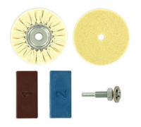 Tivoly • Kit 5 PCS polissage pour perceuse 1 disque Coton 1 disque Feutre Ø85 un arbre Ø6mm 2 pates à polir