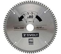 Tivoly XT50514004465 Lame de Scie Circulaire Ø216 x30mm x Z: 80 Dents Carbure, Coupe Finition -Pour plastique, aluminium, multimatériau