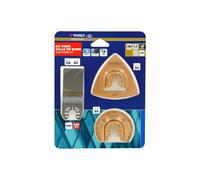 TIVOLY - Lames Oscillantes Salle de Bains -Denture Acier Cobalt - Lame Carbure Ø65 mm + Râpe Tringulaire 80 mm + Lame Plongeante Bi-Métal 34 mm - Pour Faïence, Carrelage, Tuyaux Cuivre et Métal