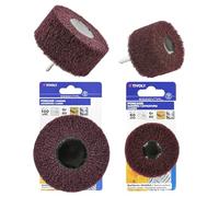 TIVOLY - Lot 2 Roues Abrasives Mousse Perceuse - Grains 80 - Ø60/100mm - Nylon Corindon - Nettoyage, Décapage Bois & Métal
