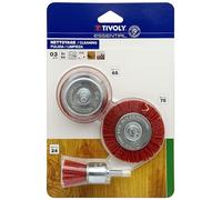 TIVOLY - Lot de 3 Brosses Décapage Léger - Tous Types de Surfaces Bois, Métal & PVC - Fil Nylon G80 - Enlèvement de la Rouille Légère