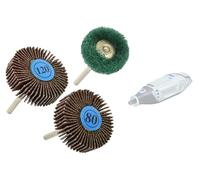 TIVOLY - Lot de 3 Roues Abrasives G80/G120/G240 + Pilote - Ponçage du Bois et du Métal - Attache : Queue Cylindrique Ø3,2mm - Pour DREMEL/PROXXON et Autres Machines Multi-Fonctions