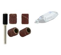 TIVOLY - Lot de 4 Bandes Corindon G80/G120 + Pilote - Ponçage du Bois et du Métal - Attache : Queue Cylindrique Ø3,2mm - Pour DREMEL/PROXXON et Autres Machines Multi-Fonctions