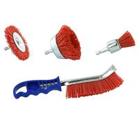 Tivoly - Lot de 4 Brosses Nylon Multi-Formes pour Perceuse et Main - Brossage Soigné et Efficace - Attache Hexagonale ou Poignée Ergonomique
