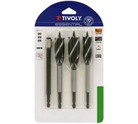 Tivoly ? Lot de 4 pièces -3 forets bois 4 taillants Ø 20 à 25mm + 1 rallonge
