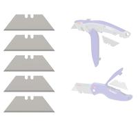 TIVOLY - Lot de 5 Lames Trapèze Universelles 63x19mm pour Cutter - Découpe Multi-Matériaux - Boîte de Rangement