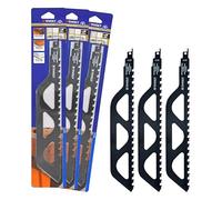 TIVOLY - Lot de Lames de Scie Sabre Spéciale Brique, Plâtre et Monomur - 3 Lames avec Dents en Carbure de Tungstène - Attache Universelle