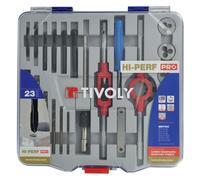 Mallette TIVOLY 23 PCS 6 tarauds DIN 352 HSS GUN + 6 Filières HSS + 4 accessoires M3 à M10 + 6 Forets métaux HSS Cobalt