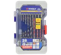 TIVOLY - Mallette 28 Pièces : 8 Forets Métaux, 4 Forets Béton/Carrelage, 6 Forets Bois, 2 Forets Diamant à Eau, 7 Embouts de Vissage, 1 Porte-Embout Magnétique Quick Change