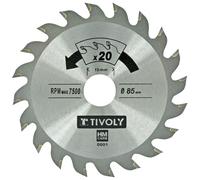 TIVOLY - Lame pour Mini-Scie Circulaire - Ø 85mm x 1,3mm - Coupe Rapide et Propre - Denture Alternée (ATB) 20 Dents - Pour la Découpe du Bois, du Mélaminé, du Plastique