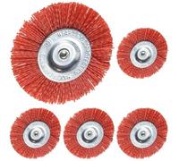TIVOLY XT20222000778 - Cepillo Circular Para taladro, hilos Nylon Rojo, decapado de Madera diametro 100 mm Grano 80 (Lot de 5)