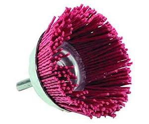 TIVOLY XT20222000779 - Cepillo COPA para taladro, hilos nylon rojo, decapado de madera diametro 45 mm grano 80
