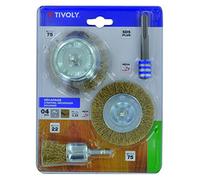 TIVOLY XT20252580202 Brosses mixtes pour Métal sur perceuse , Gris, Set de 3 Pièces