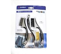 TIVOLY XT20252580205 Mini-brosses à main mixtes pour nettoyage/décapage, Gris, Set de 3 Pièces