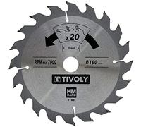 Tivoly XT50514004163 Lame de Scie Circulaire Ø160 x20mm x Z: 20 Dents Carbure, Coupe Débit - Pour Bois et plâtre