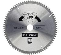 Tivoly XT50514004491 Lame de Scie Circulaire Ø250 x30mm x Z: 80 Dents Carbure, Coupe Finition -Pour plastique, aluminium, multimatériau -Pour scie radiale et de table