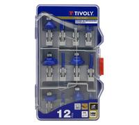 Tivoly Fraises de défonceuse XT606470003 – Formes assorties, Bleu – Set de 12 pièces