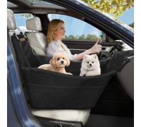 Tivray Siège Auto Élevé pour Chien jusqu'à 16kg, Noir | Lit Auto pour Chien en Mousse Haute Densité 10 cm, 2 Poches de Rangement, 3 Ceintures, Entièrement Amovible et Lavable