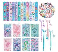 TIVUNORON 78 Pièces Cadeau D'Anniversaire De Sirène Pour Enfants, Cadeau De Fête De Sirène Avec Carnet De Notes Bâton D'Encre Gel Bracelets Tatouages, Remplisseurs De Fête Pour Enfants Et Filles