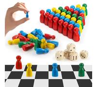 TIVUNORON 80 Pieces Pions de Jeu en Bois Colorées, Pions De Jeu en Bois et Dés en Bois, Figurines De Jeu en Bois (4 Couleurs)