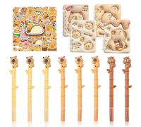 TIVUNORON Ensemble Papeterie Capybara, 66Pcs Ensemble de Fournitures Scolaires de Animal, Cartoon Stickers Stylos à Bille Mini Bloc Notes Spirale, Coffret cadeau de papeterie