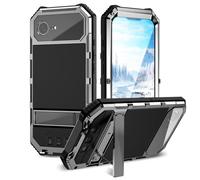 Tiwikunx Coque compatible avec iPhone 16E avec coque d'appareil photo, protecteur d'écran et béquille, coque de protection d'extérieur en aluminium et verre Gorilla Glass résistant aux chocs militaire