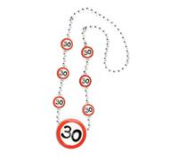 Tiwoca Cadeau d’anniversaire 30 ans - Collier rouge et blanc à motif de panneau de signalisation « 30 » - Déco originale et idées cadeaux drôles pour homme ou femme