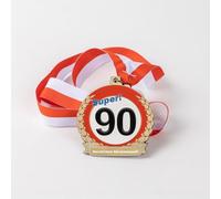 Tiwoca Cadeau d'anniversaire 90 ans - Ordre rouge et blanc sur ruban avec effet panneau de signalisation numéro 90 - Décoration d'anniversaire insolite et surprise amusante pour homme et femme
