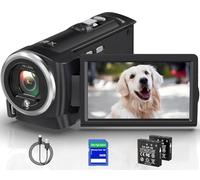 Tixeuo Caméra vidéo 2,7 K QHD 50 MP YouTube Vlogging Caméra de vlogging avec zoom numérique 16x Webcam à écran rotatif à 270 degrés avec carte SD 32 G et 2 batteries d'enregistrement pendant la charge