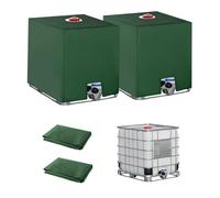 Tixexo 2PC Bache pour Cuve IBC, 1000L Couvercle Housse de Protection Cuve, Bâche Recuperateur d eau de Pluie, Anti-UV Anti-Poussière Bache de Reservoir d'eau, 116 x 100 x 120 cm (Vert)