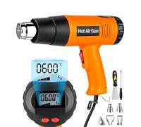 Tixexo Décapeur Thermique 2000W, 60-600℃ Température Réglable Pistolet à Air Chaud, 2 Débit d'air, Protection de Surcharge, Décapeur Thermique avec 6 Accessoires pour Aécaper la peinture, Souder