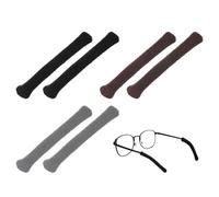TIXIPEM Lot de 4 paires de coussinets souples pour lunettes - Embouts antidérapants en coton pour lunettes derrière l'oreille - Gris / noir / marron - Attaches confortables pour lunettes