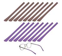 TIXIPEM Lot de 8 paires de coussinets souples en silicone antidérapants pour lunettes derrière l'oreille Violet, marron
