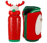 Tixiyu Bouteille D'eau Isolée Portative de 500 Ml avec Paille, Bouteille Thermique Mignonne en Acier Inoxydable pour Enfants, Conservation de la Chaleur Pendant 6 Heures, Bleu (Rouge)