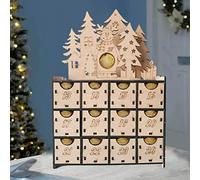 Tixiyu Calendrier de l'Avent en bois fait à la main avec compte à rebours au chocolat jusqu'à Noël pour enfants, réutilisable, marron