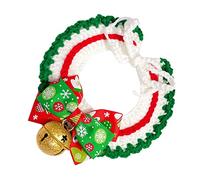 Tixiyu Collier de Noël tissé à la Main pour Chien et Chat, en Tricot avec Clochette, écharpe de Noël Réglable pour Animaux de Compagnie, pour Chats et Chiens, pour (M)