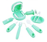 Tixiyu Kit de dentiste 9 pièces pour enfants avec bretelles - Jouet de médecin pour enfants - Jouet de simulation d'apprentissage pour garçons et filles - Vert